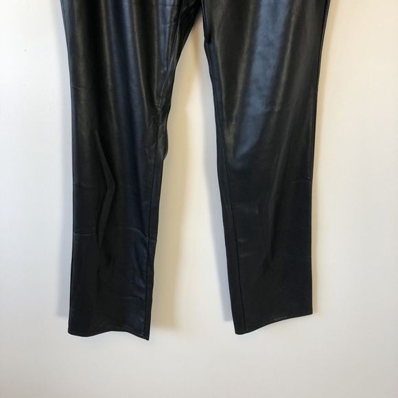 Good American Good 90's Black High Waisted Faux Leather Trousers Size Large NWTs - Picture 9 of 16